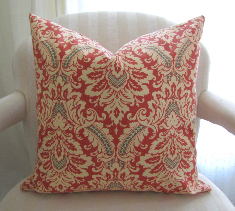 Burnt orange throw pillow damask print sofa pillow with gray | Etsy