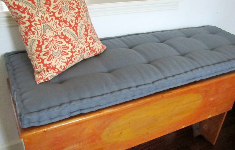 Custom Bench Cushion Gray Linen Window Seat Cushion French Etsy
