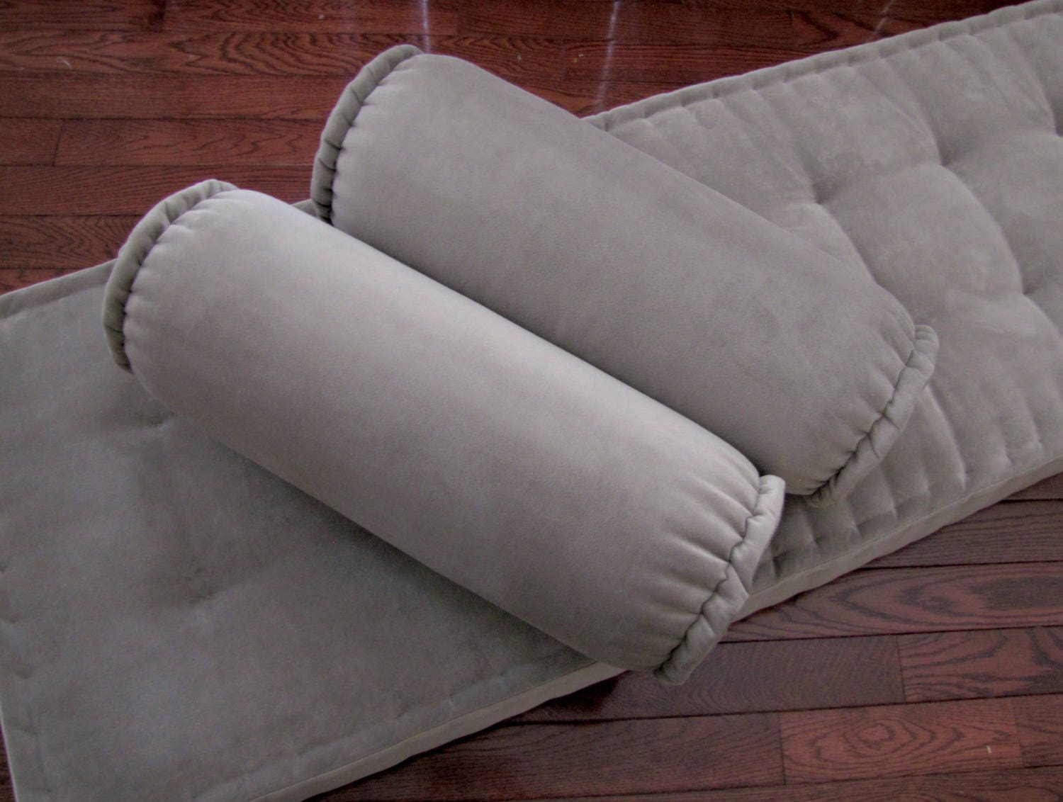 Grateful Home — Velvet Bolster Neckroll Pillow with French Mattress Edge