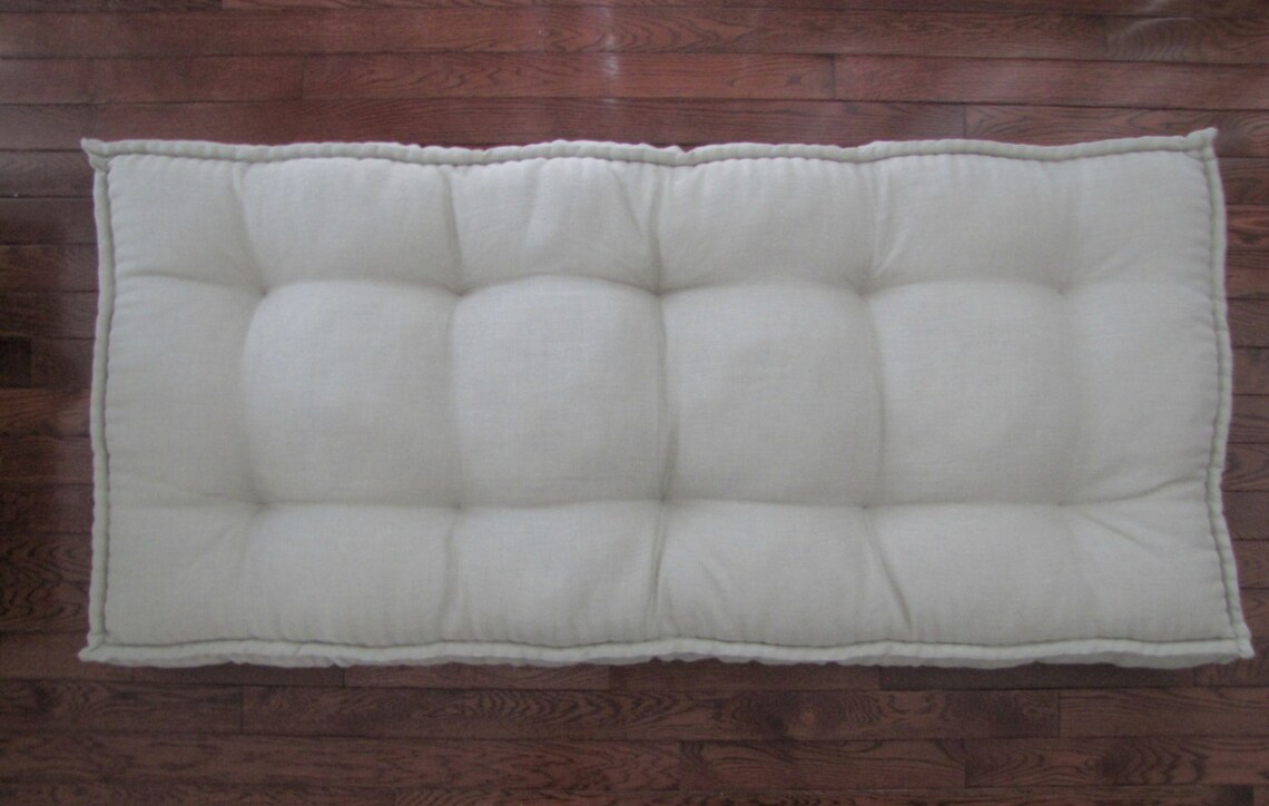 Linen Daybed Mattress Custom Cushions Tufted Linen Cushion Etsy