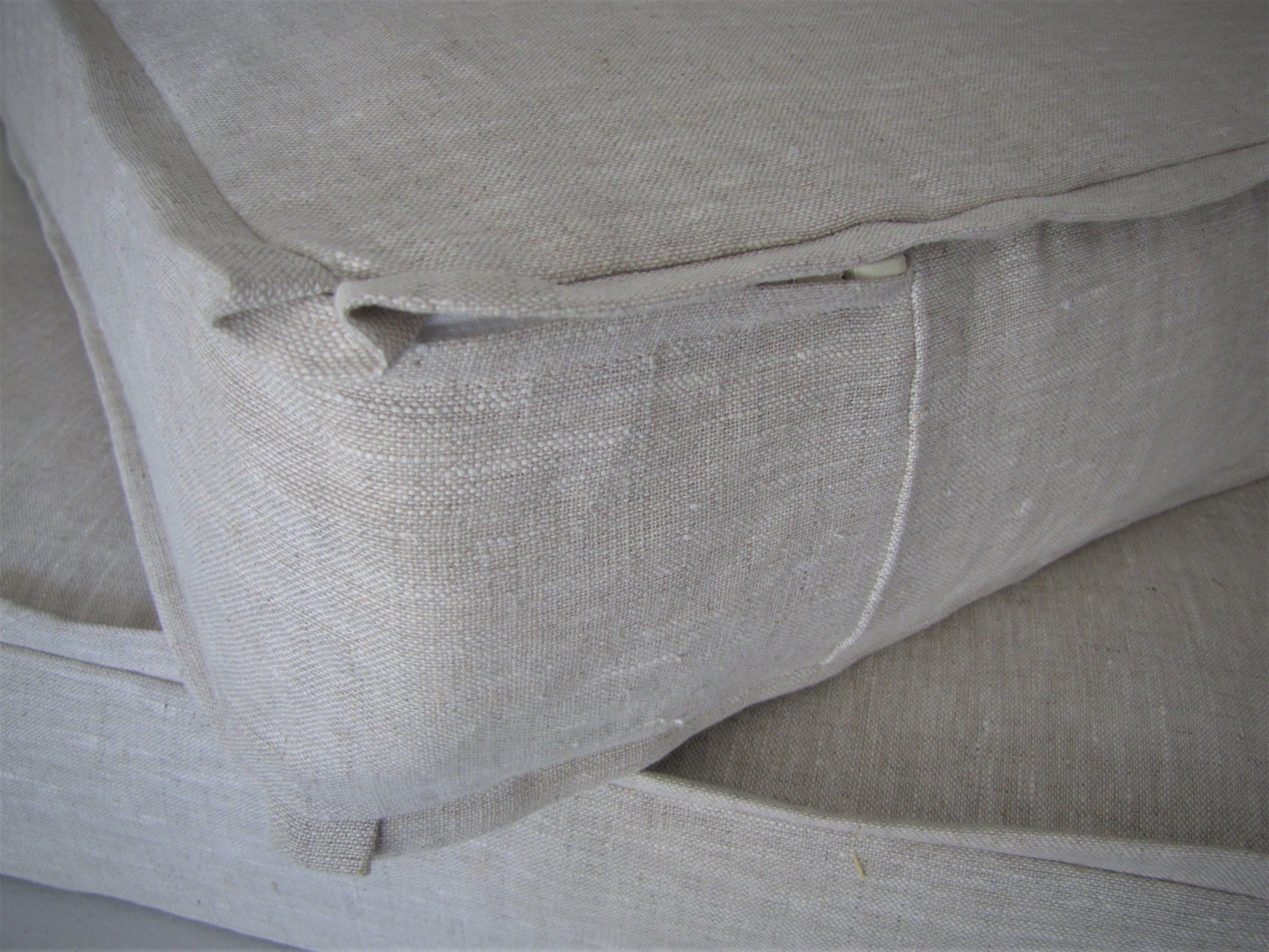 Grateful Home — Natural Latex Foam Sofa Cushions with Linen Slipcover, Flanged Edges with