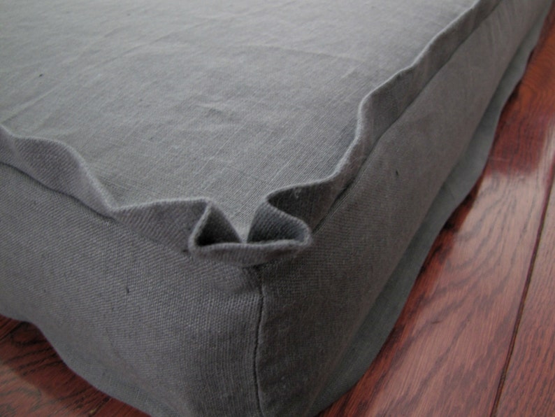 Custom Cushions Gray Linen Flanged Slipcover with Butterfly Etsy