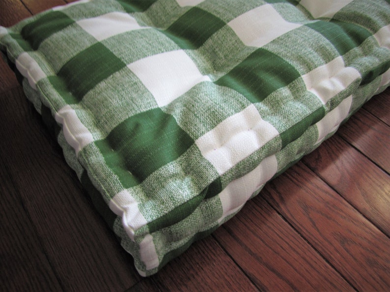 Outdoor Bench Cushions Green and Red Plaid Window Seat Etsy