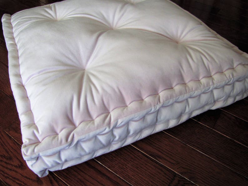 Velvet Floor Pillow Pale Pink Tufted Floor Cushion With Etsy