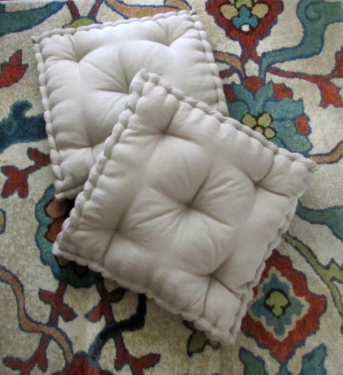 Linen Floor Pillow Tufted Floor Cushion French Cushion Etsy