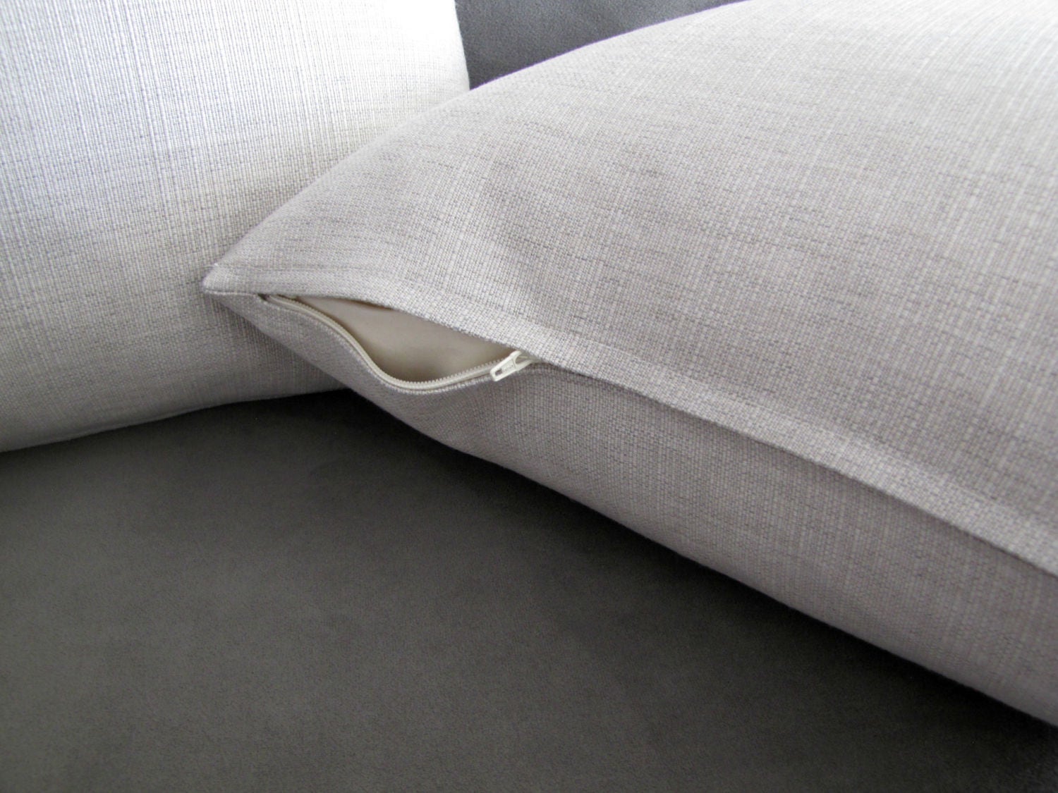 Grateful Home — Sunbrella Beige Throw Pillow Cover, Size 20x20, Indoor