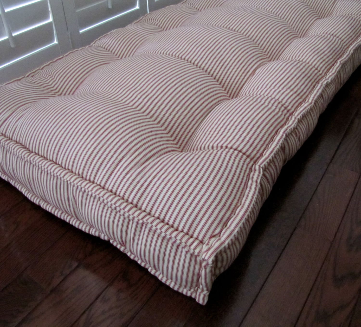 Grateful Home — Custom French Mattress Cushions in Red Ticking Stripe