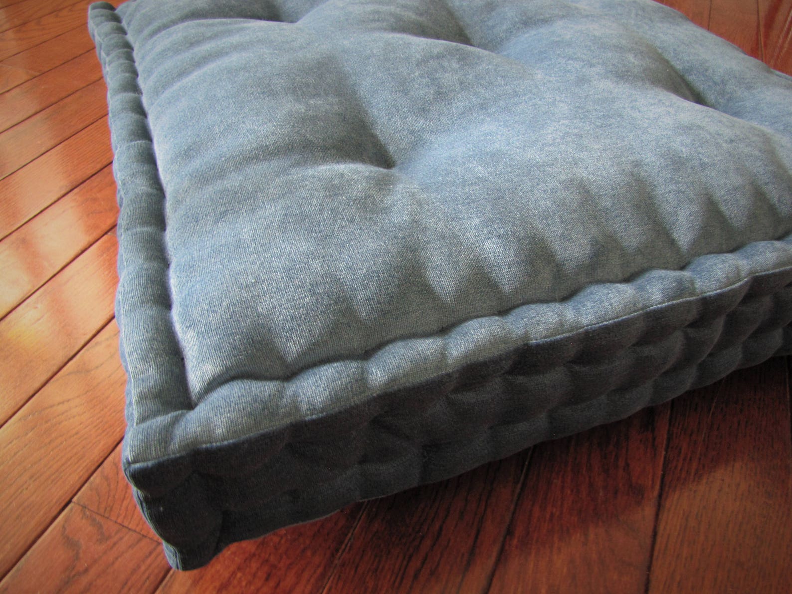 Velvet Floor Pillow Pacific Blue Tufted Floor Cushion with Etsy