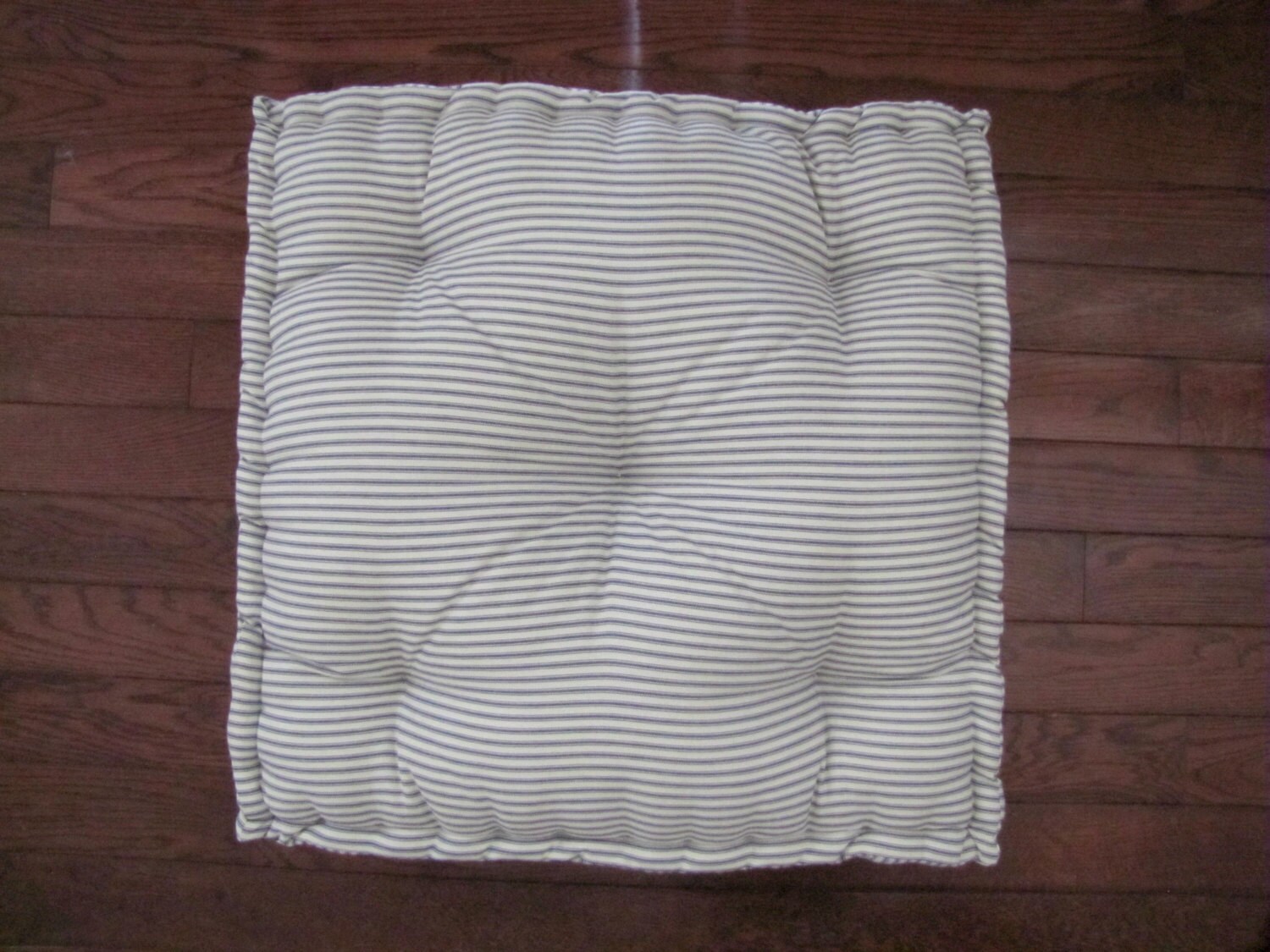 Ticking Floor Pillow Tufted Floor Cushion With French Quilted Etsy