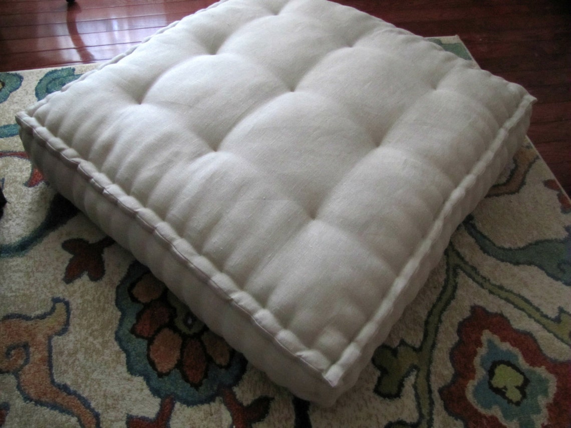 Almohada de piso de lino cojín de suelo de gran tamaño con | Etsy