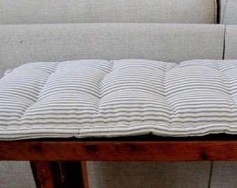 Bench Pad, Custom Bench Cushion, Ticking Stripe Window Seat Cushion, French Quilted Cushion, Tufted Cushions, Custom Sized Cushion