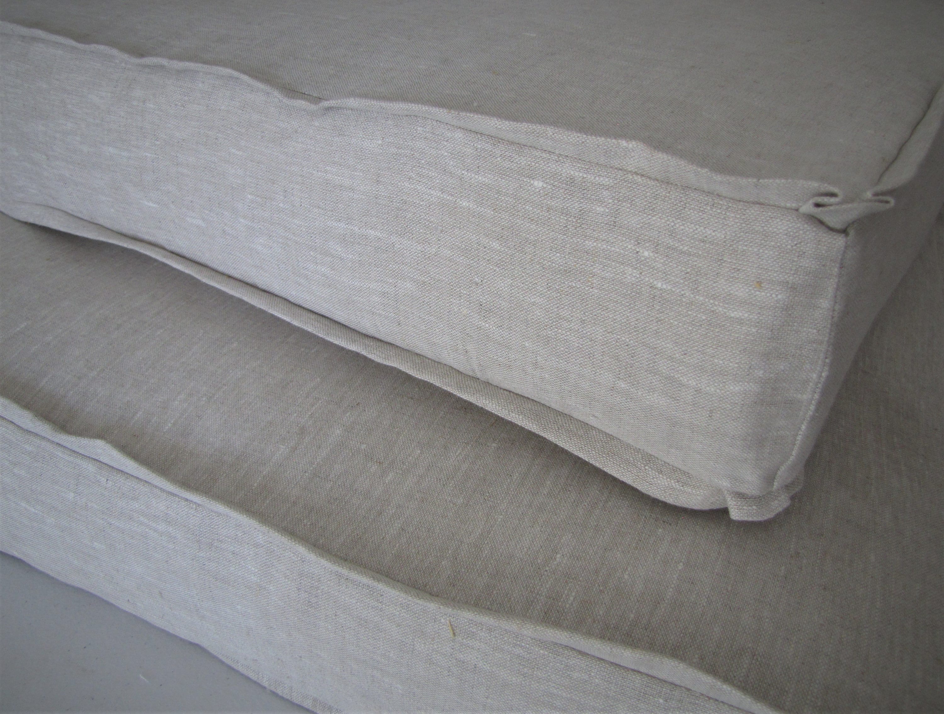 Grateful Home — Natural Latex Foam Sofa Cushions with Linen Slipcover, Flanged Edges with