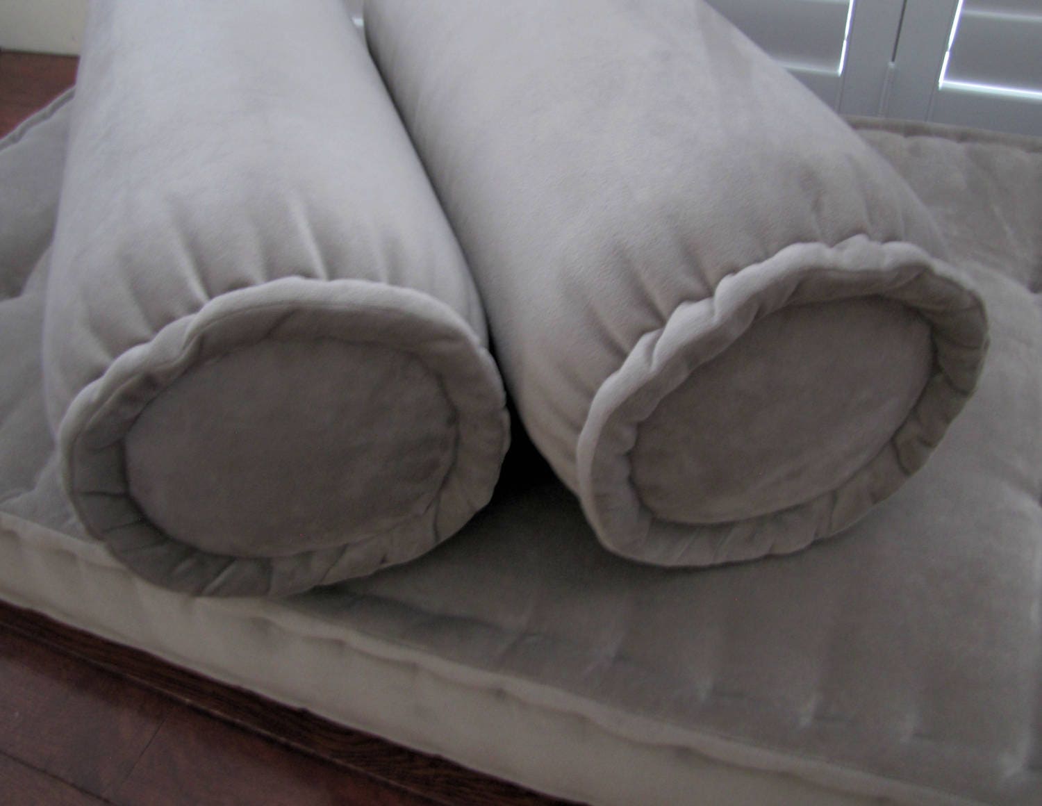Grateful Home — Velvet Bolster Neckroll Pillow with French Mattress Edge