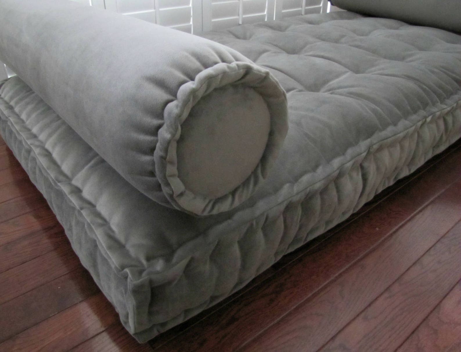 Gray Bolster Pillow Velvet Neckroll Pillow French Edge Etsy