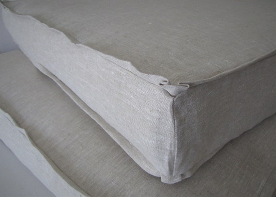 Natural Latex Foam Cushions Linen Slipcover Flanged Edges