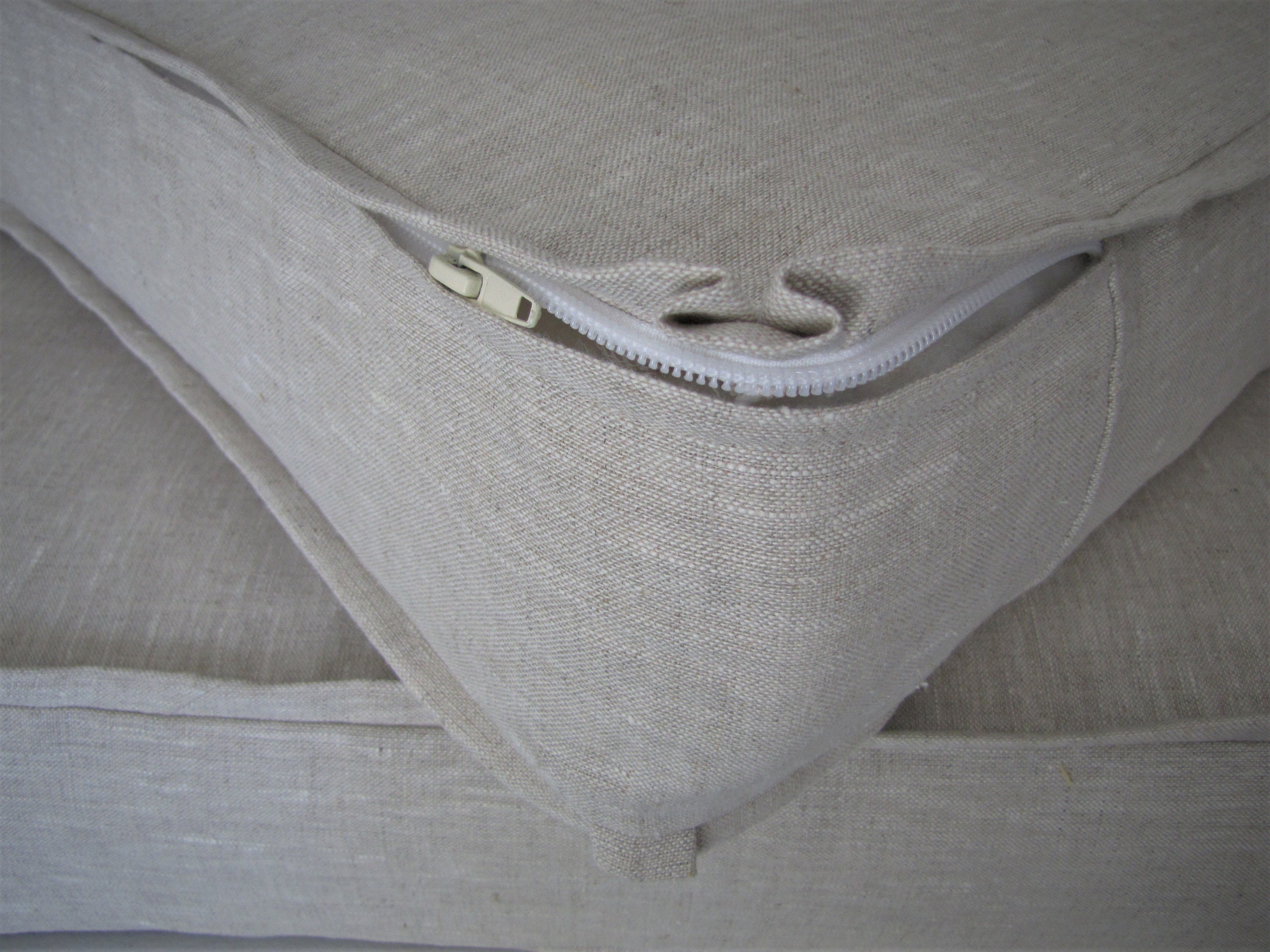 Grateful Home — Natural Latex Foam Sofa Cushions with Linen Slipcover, Flanged Edges with