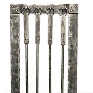 Handmade Forged Fireplace Tool Set: Copper Rivets, Hearth Decor