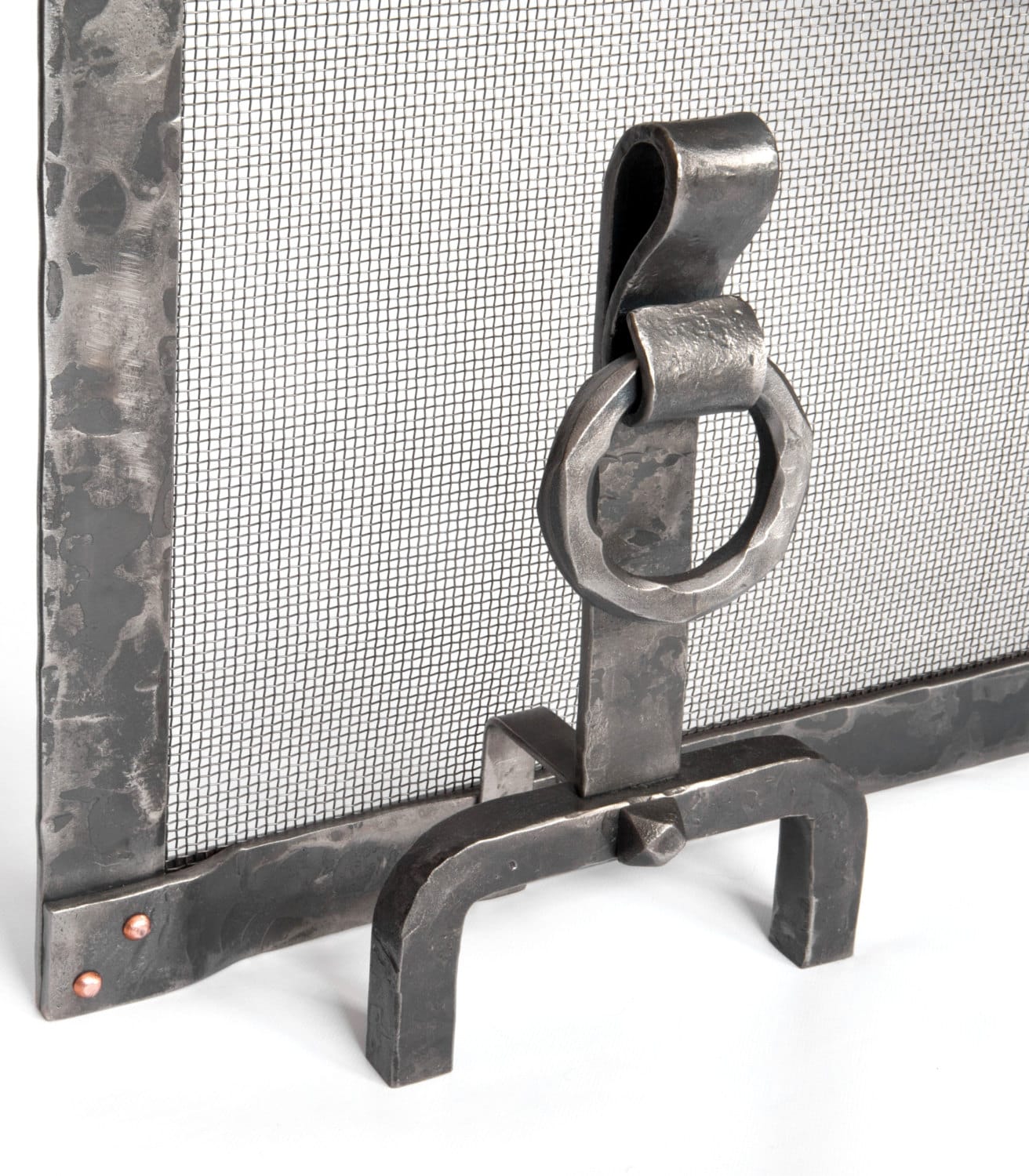 Arched Fireplace Screen With Ring Andiron Feet Hammered Iron Etsy