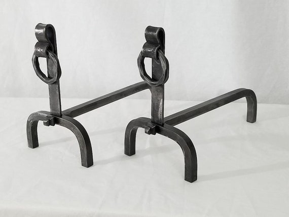 Fireplace Andirons With Iron Rings Etsy