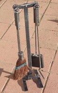 Fireplace tool set, forged iron, 5 piece