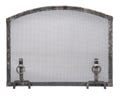 Arched Fireplace Screen with Ring Andiron Feet, Hammered Iron