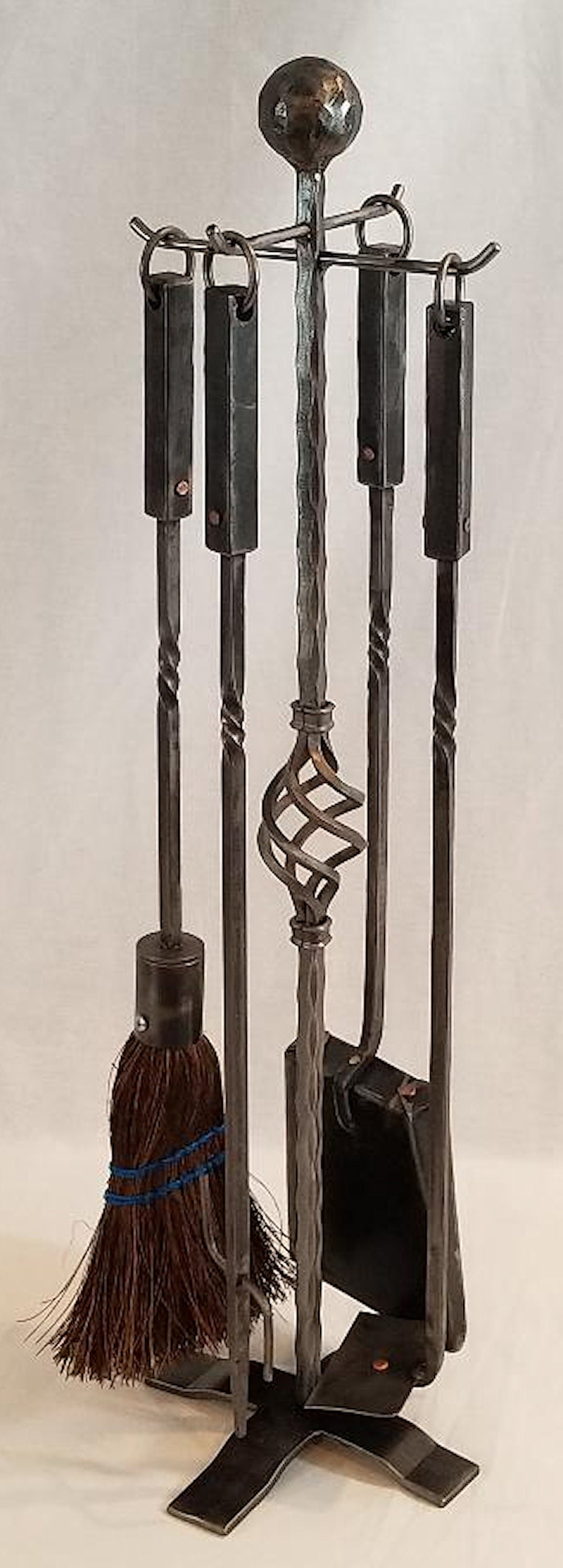 Fireplace Tool Set Iron 5 Piece With Square Handles Etsy