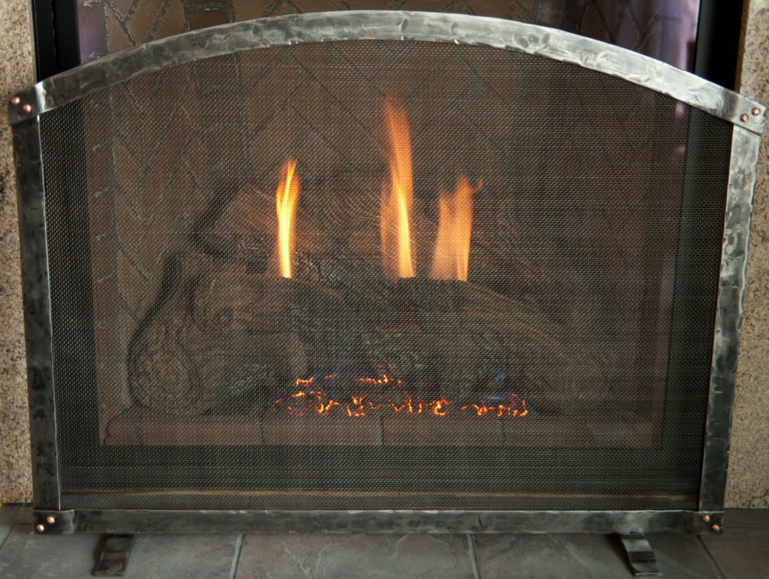 Fireplace Screen Arched Fireplace Screen Copper Rivets in Corners Etsy