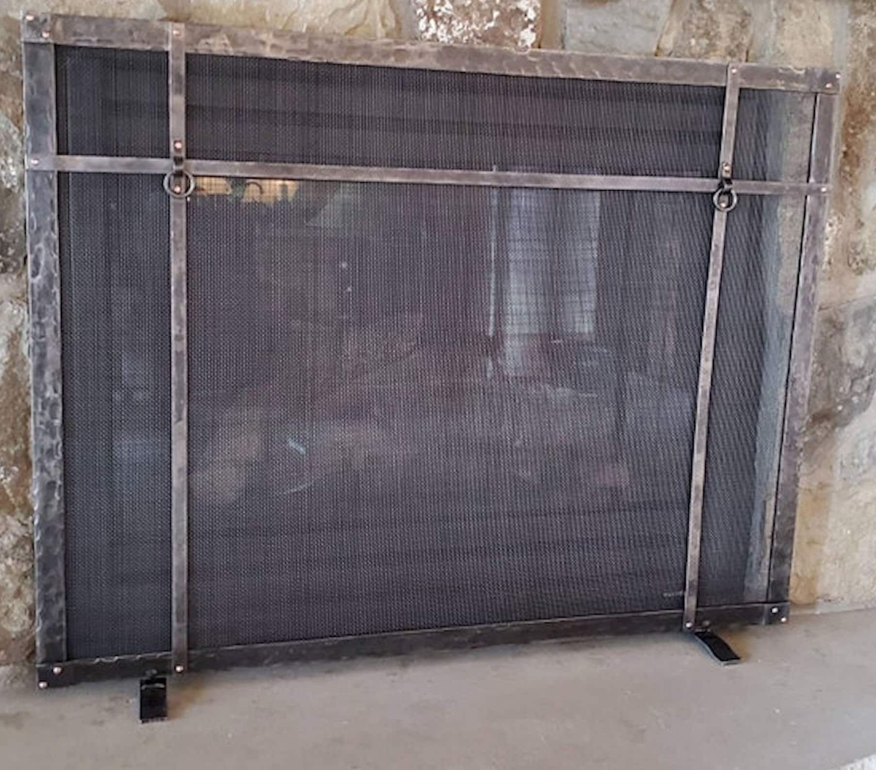 Fireplace Screen Freestanding Craftsman Mission Style Handmade Forged