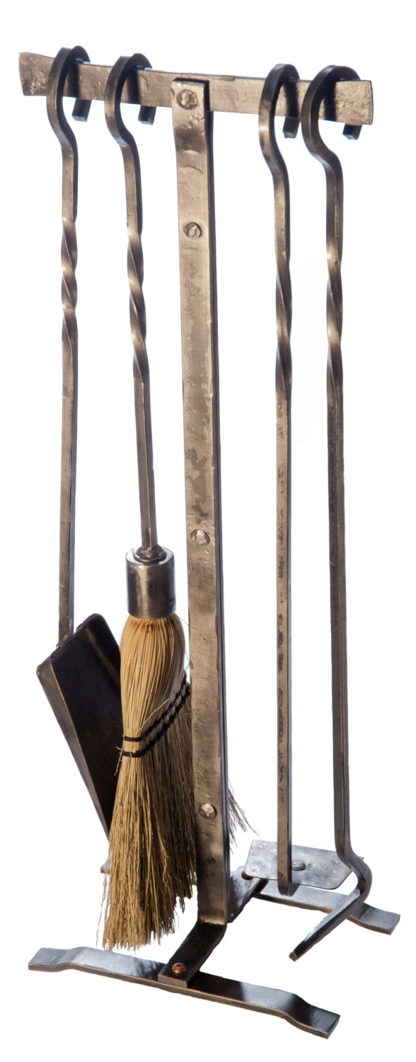 Fireplace Tool Set Handmade 5 Piece with standblacksmith made gifts