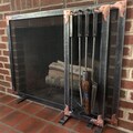 Hand-Forged Iron Fireplace Screen with Copper Details - Ouray Design
