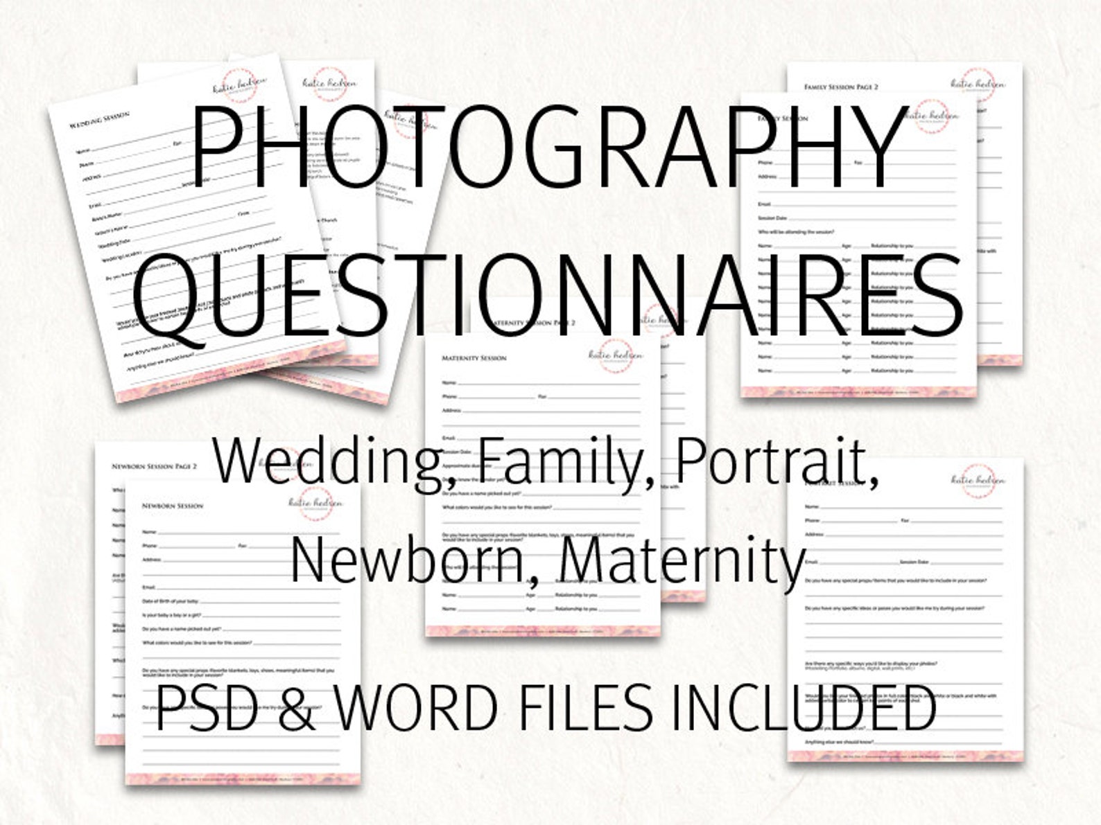Photography questionnaires Portrait maternity family Etsy