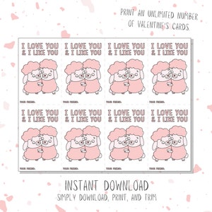 Love You and Like You Card Printable Valentine Cards for Kids School ...