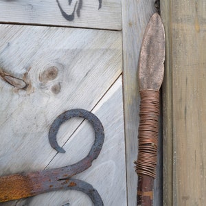 Sand cast bronze spear 74" long copper wrapped