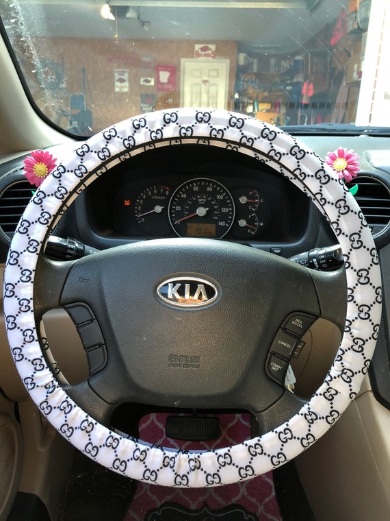 White and Black Gucci Inspired Steering Wheel Cover Etsy