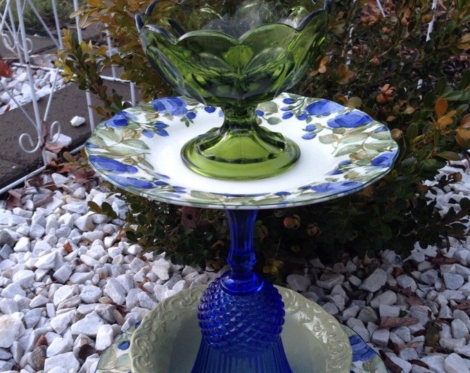 Garden Whimsy Bird Bath Bird Feeder Garden Totem Garden Etsy