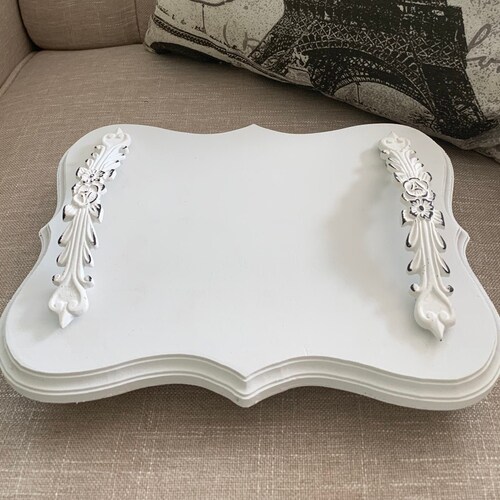 Decorative / Serving Tray White Distressed Etsy
