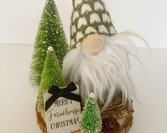 Farmhouse Christmas gnome table decor - rustic Holiday decor Christmas gift