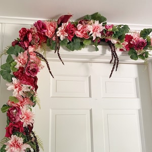 Flower garland double door decor - flower swag - wedding arch decor