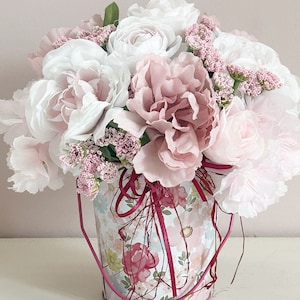 Small pink flower arrangement kitchen decor - floral Summer decor