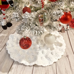 白いクリスマスツリースカート - 農家風装飾のペンシルツリースカート - 手作りかぎ針編みのツリーカラー