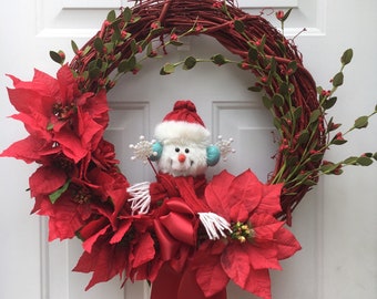 red christmas wreath red winter decor winter wreath winter front door wreath snowman wreath poinsettia wreath grapevine wreath - Red Christmas Wreath red christmas wreath red winter decor winter wreath winter front door wreath snowman wreath poinsettia wreath grapevine wreath - Red Christmas Wreath