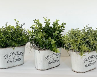 Faux herb Farmhouse kitchen decor - rustic centerpiece - artificial evergreen plant - Oregano or Rosemary or Thyme