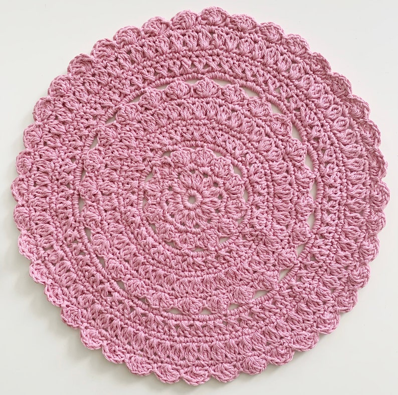 Pink Cotton Placemat Farmhouse Table Decor Crochet Doily Etsy