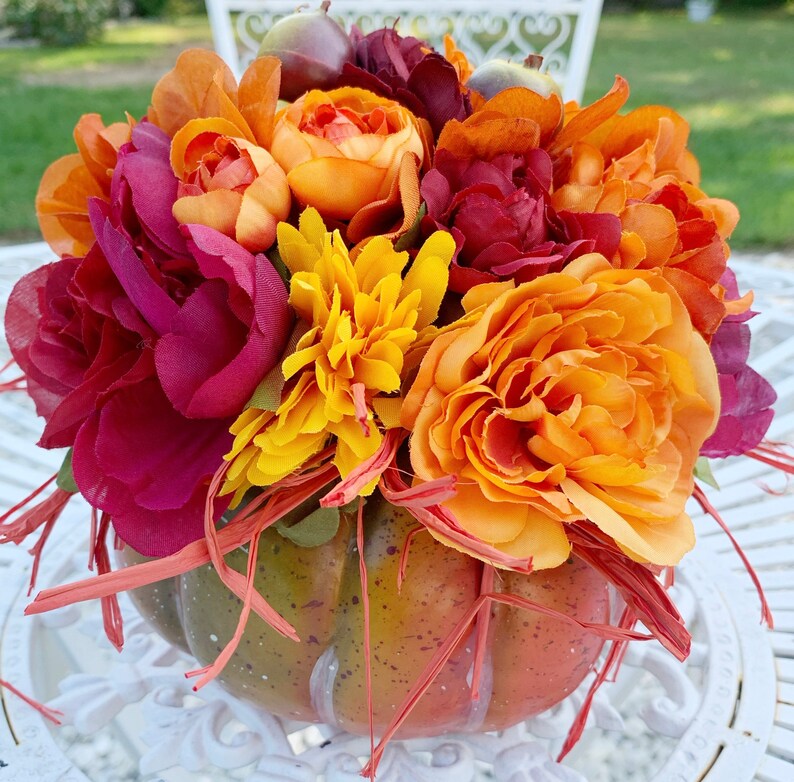 Fall Flower Arrangement Autumn Table Centerpiece Floral Etsy