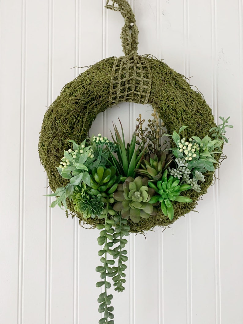 Faux Succulent Wreath Nature Inspired Wall Hanging Etsy