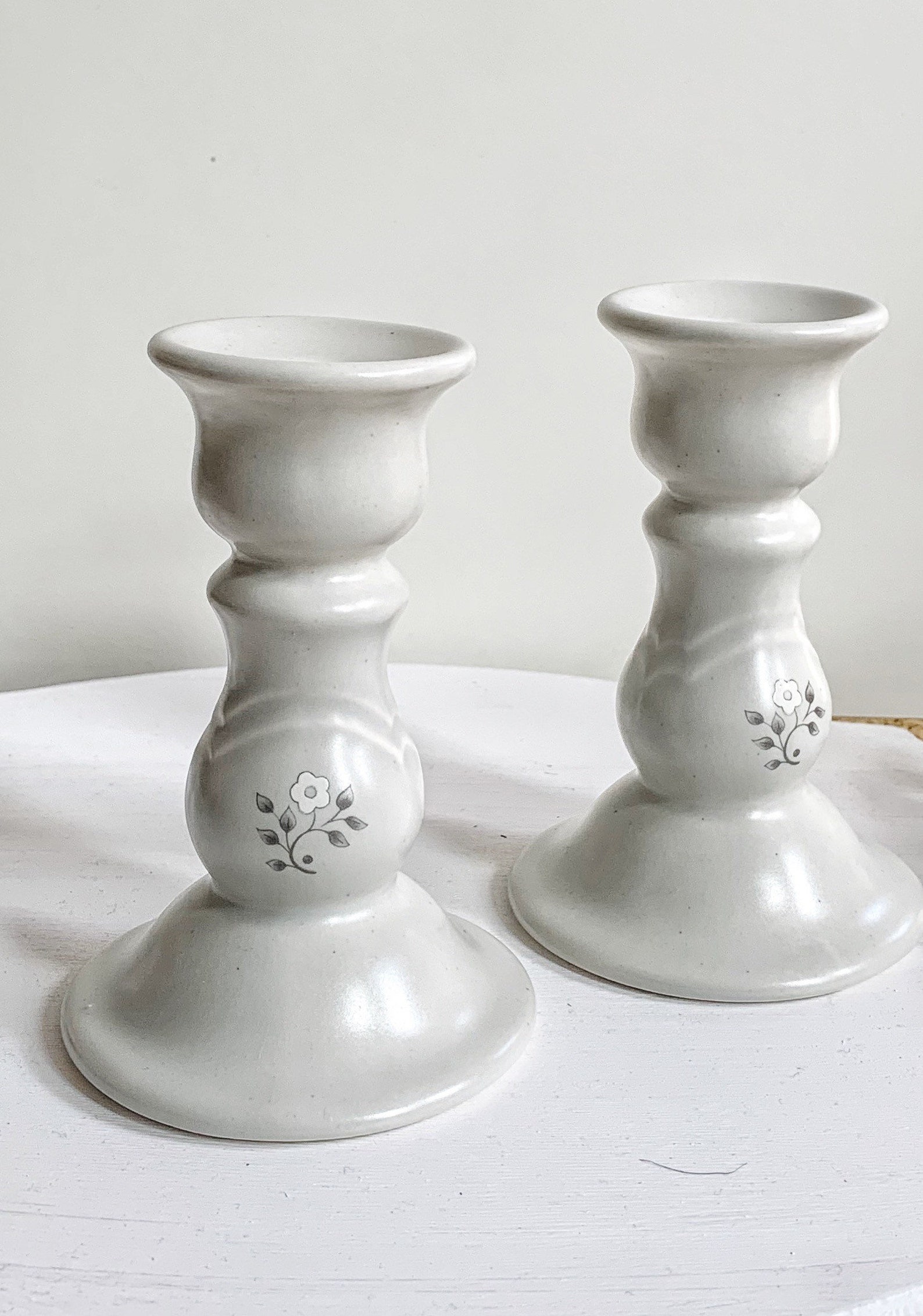 2 Vintage Ceramic Candlesticks Heirloom by PFALTZGRAFF Gray Etsy Ireland