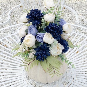 Pumpkin farmhouse decor - flower arrangement - wedding centerpiece - baby shower decoration