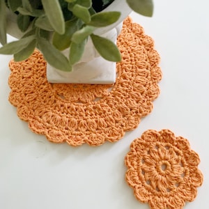 Farmhouse Fall table decor crochet coaster - kitchen placemat - mandala style doily home decor