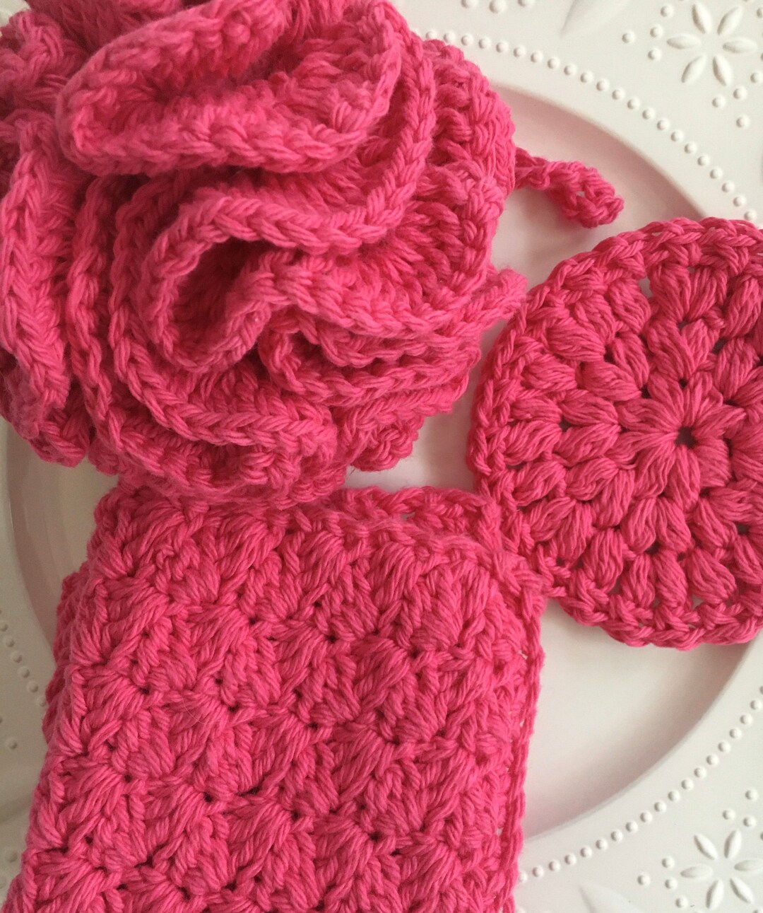 Zero Waste Bath Pouf and Washcloth Set Mother's Day Gift Bath and