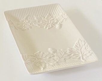 Hallmark Autumn leaves serving tray - vintage ceramic rectangular platter - housewarming gift